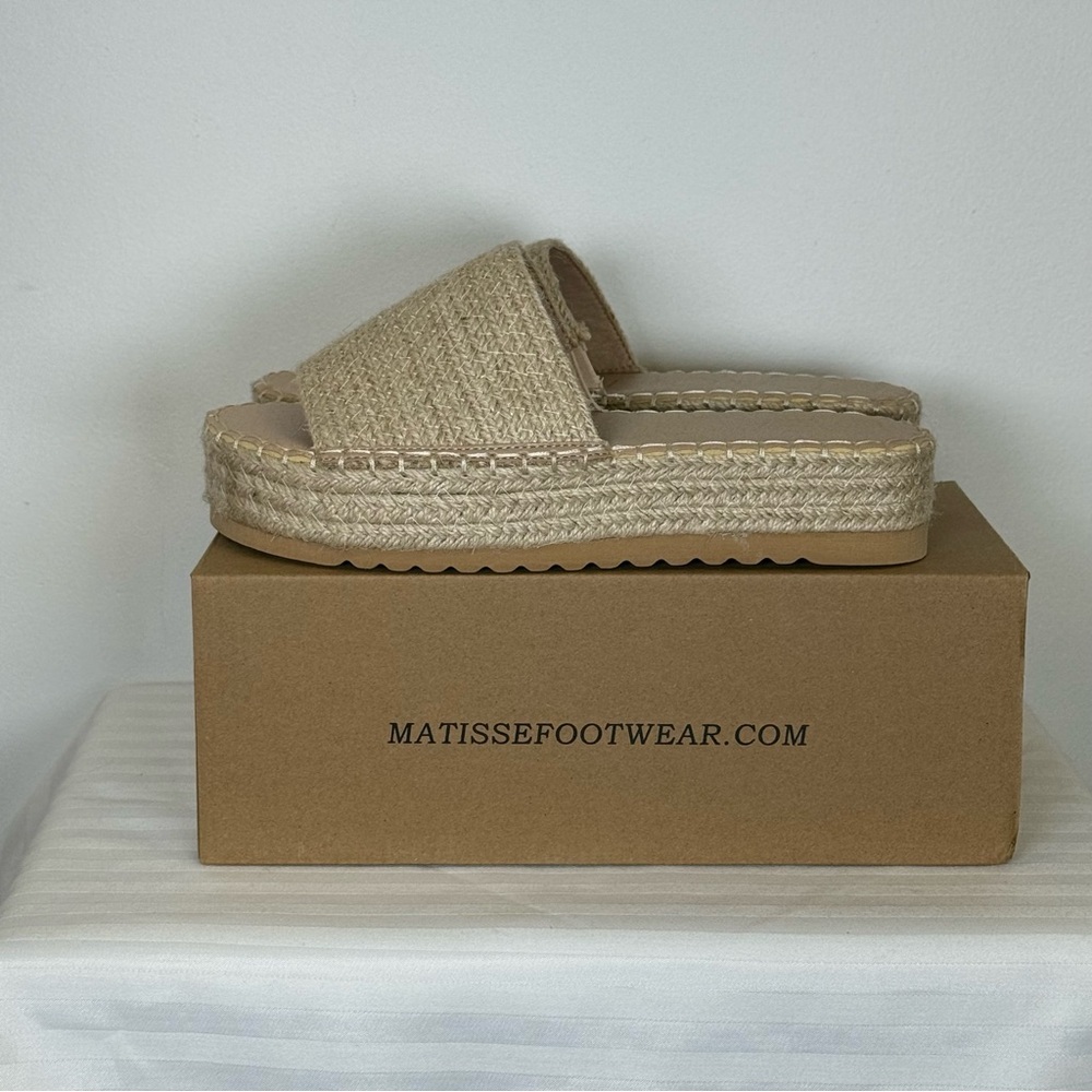 New! BEACH BY Matisse Natural Jute Platform Slip-On Sandals Women’s Size 9M